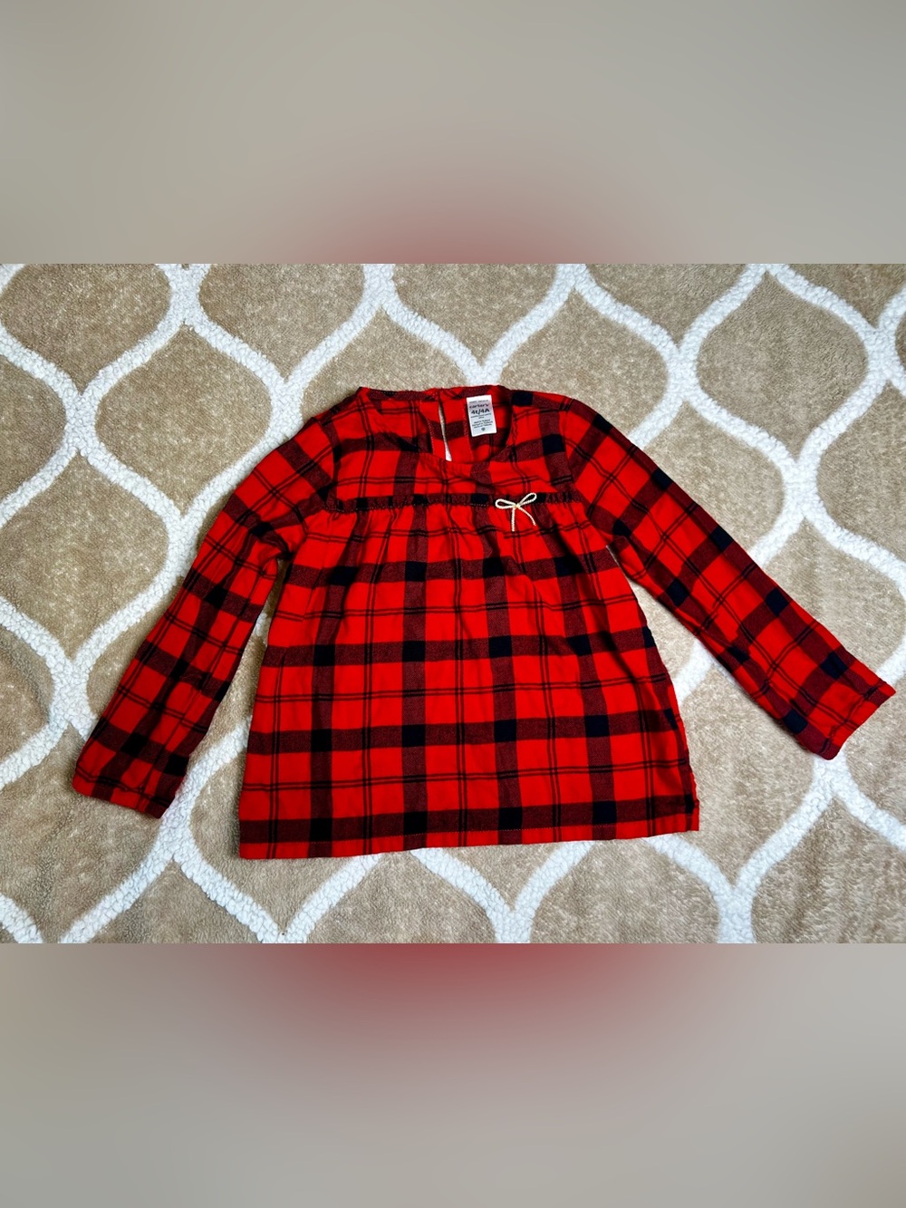 Carter's Girls Red and Black Buffalo Plaid Long-Sleeve Top